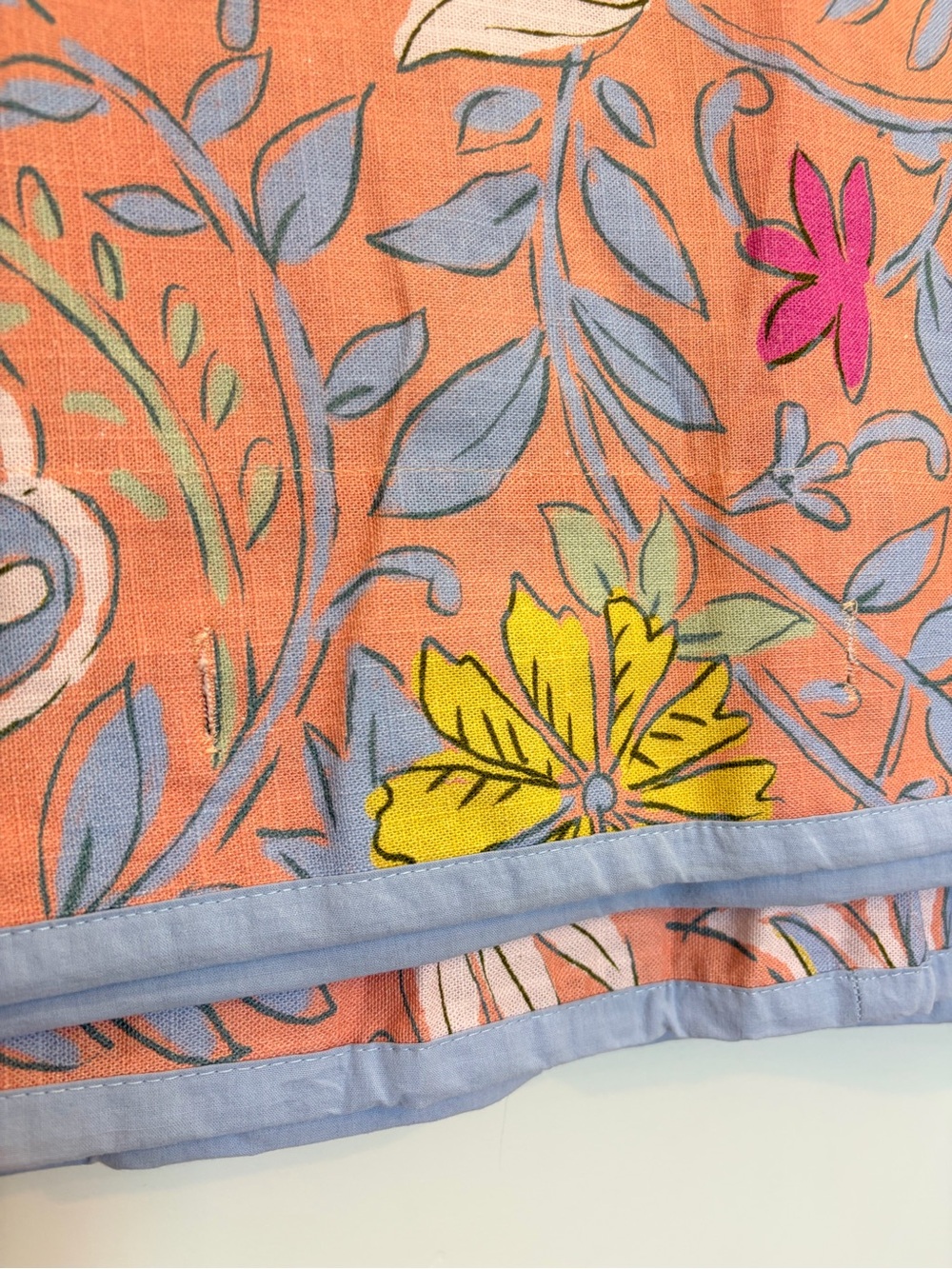 Anthropologie Shower Curtain Floral Light Blue and Coral, NWOT, 72x72in - Picture 2 of 7